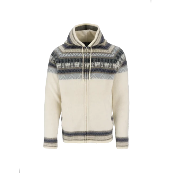 Alpaca Hoodie - Creme / Blau – Bild 2
