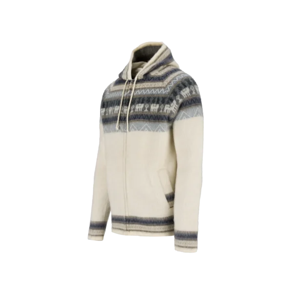 Alpaca Hoodie - Creme / Blau