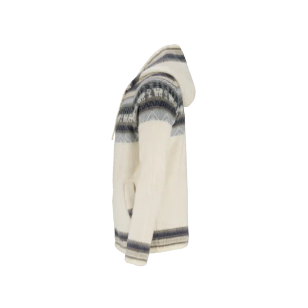 Alpaca Hoodie - Creme / Blau – Bild 3