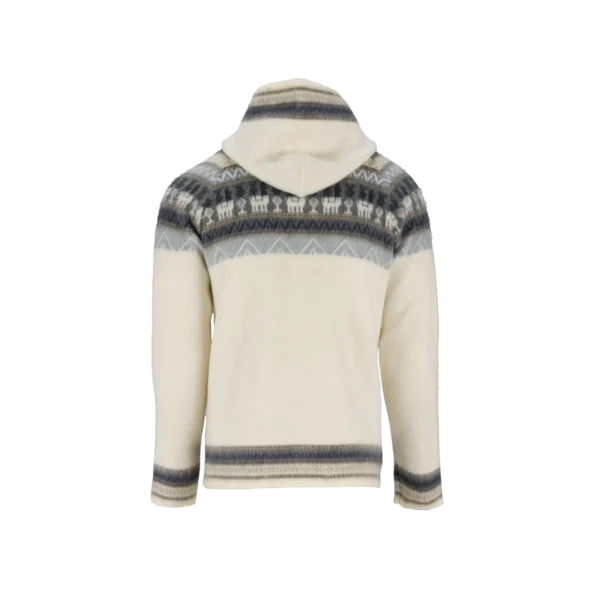 Alpaca Hoodie - Creme / Blau – Bild 4