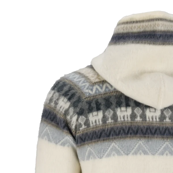 Alpaca Hoodie - Creme / Blau – Bild 5